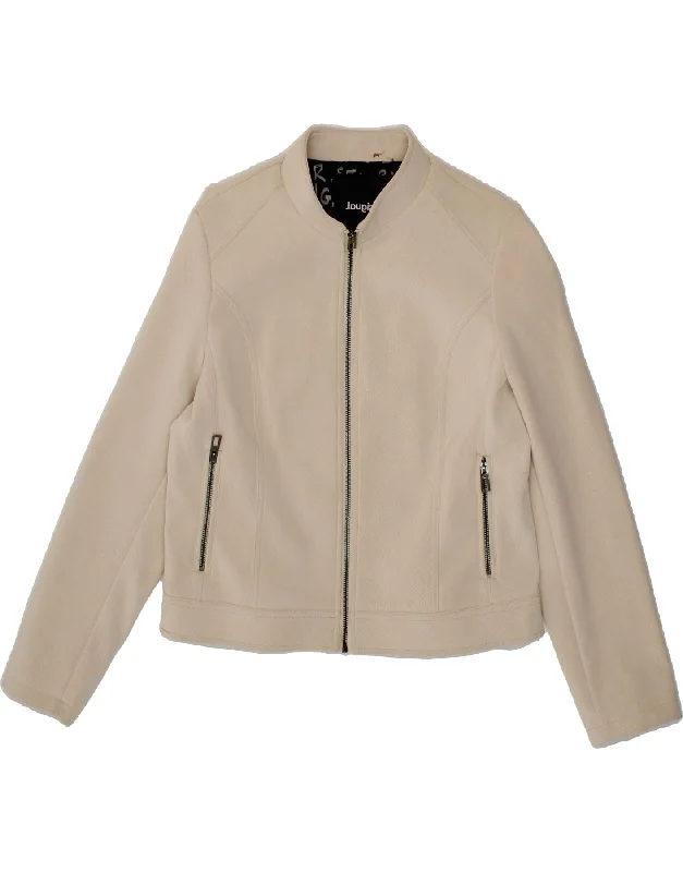 Relaxed Fashion DESIGUAL Womens Bomber Jacket UK 18 XL Beige Polyester