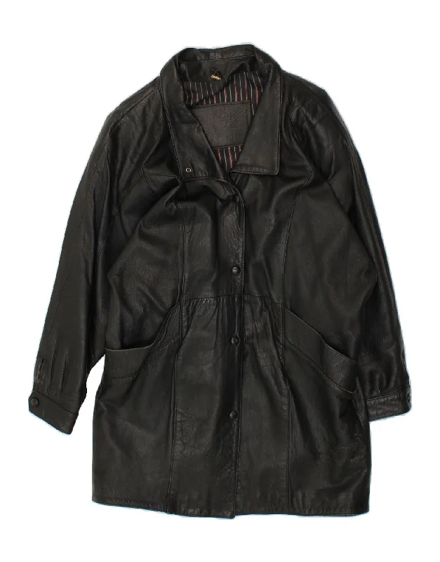 Premium Fabrics SARDAR Womens Leather Coat UK 18 XL Black Leather