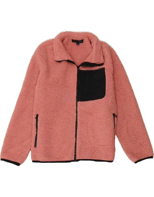 Women's Relaxed Clothes TOMMY HILFIGER Womens Fleece Jacket UK 14 Medium Pink Polyester
