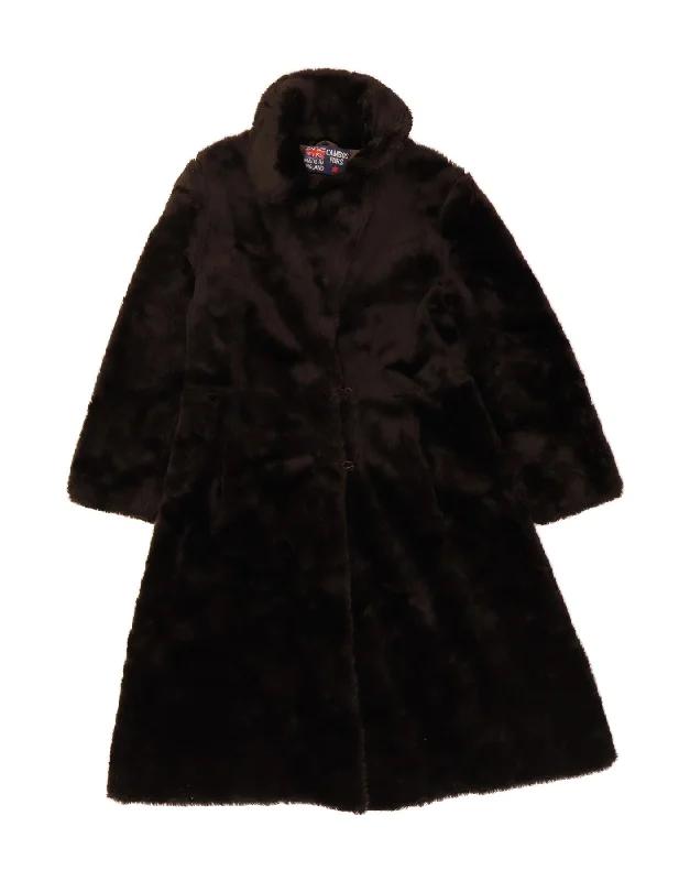 Women's Holiday Clothing VINTAGE Womens Faux Fur Overcoat UK 18 XL Brown Acrylic