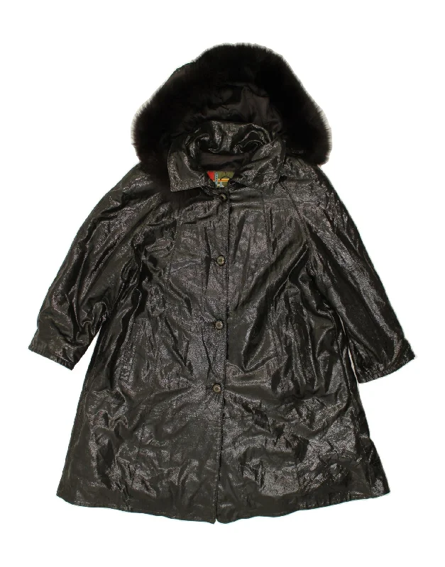 Fashionable Tops for Women VINTAGE Womens Hooded Leather Coat IT 44 Medium Black Leather Fashionable Tops for Women VINTAGE Womens Hooded Leather Coat IT 44 Medium Black Leather