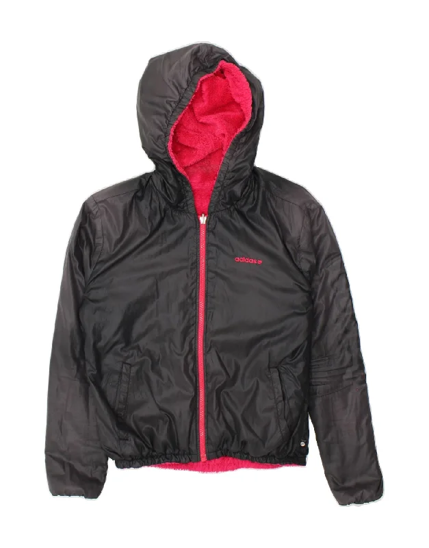 Casual Dresses for Women ADIDAS Womens Neo Label Hooded Reversible Jacket UK 6 XS Black Polyester