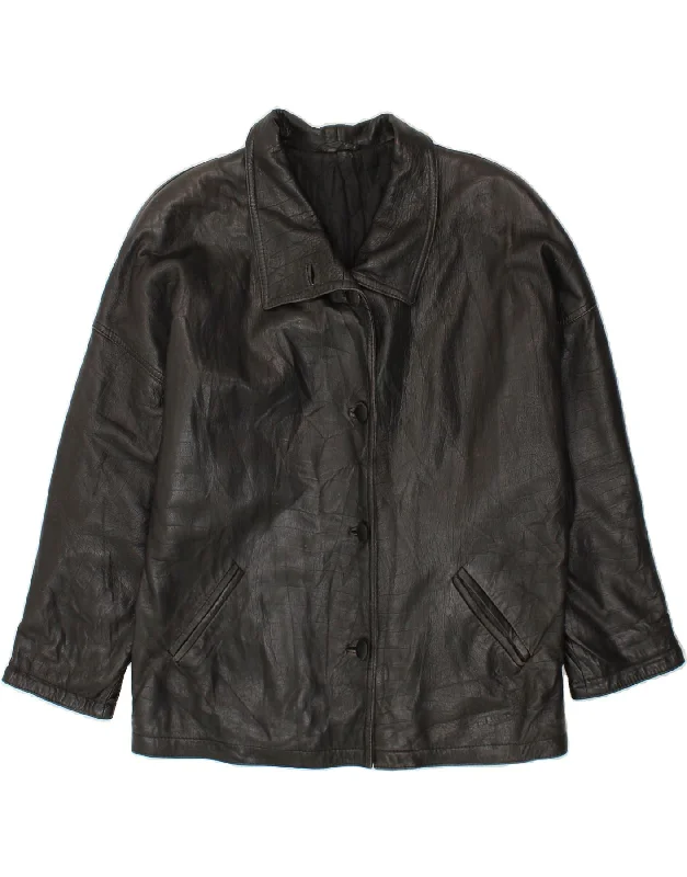 Women's Elegant Clothing Sets VINTAGE Womens Leather Jacket UK 18 XL Black