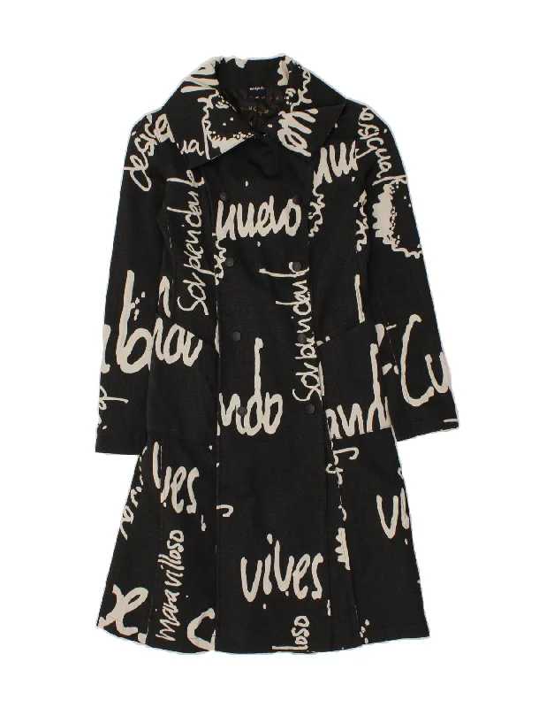 Clothing Online DESIGUAL Womens Abstract Pattern Double Breasted Coat IT 40 Small Black Clothing Online DESIGUAL Womens Abstract Pattern Double Breasted Coat IT 40 Small Black