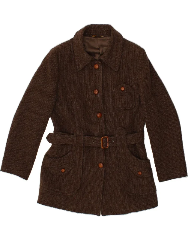 Women's Chic Outerwear Attire STEFANEL Womens Overcoat UK 12 Medium Brown Chevron Wool Women's Chic Outerwear Attire STEFANEL Womens Overcoat UK 12 Medium Brown Chevron Wool
