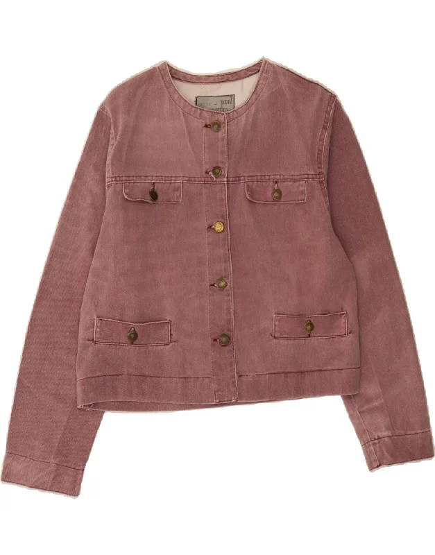 Bundle Offer VINTAGE Womens Crop Denim Jacket UK 14 Large Pink Cotton