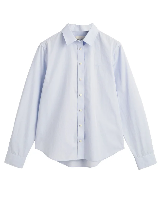 Women's Plus-Size Casual Outfit Regular Fit Poplin Shirt - Light Blue