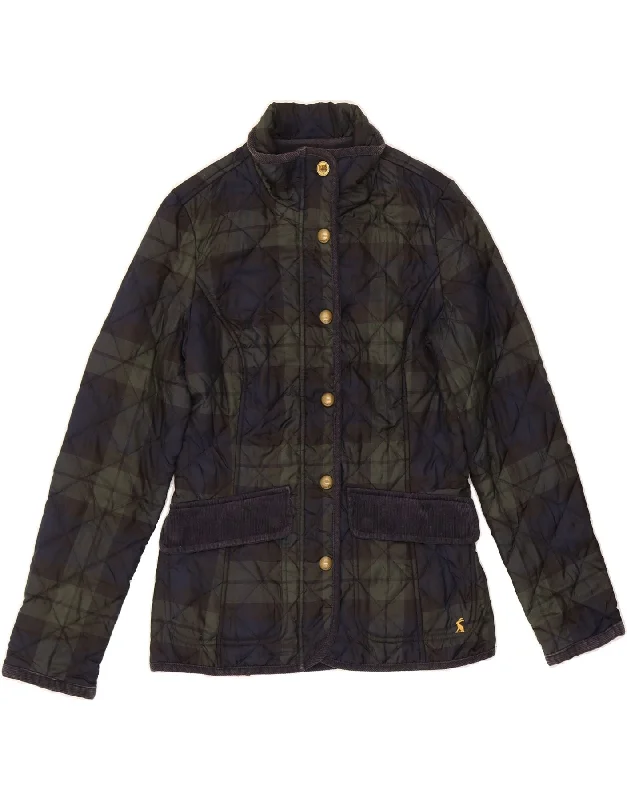Women's Active Clothing JOULES Womens Quilted Jacket UK 8 Small Navy Blue Check Polyester Women's Active Clothing JOULES Womens Quilted Jacket UK 8 Small Navy Blue Check Polyester