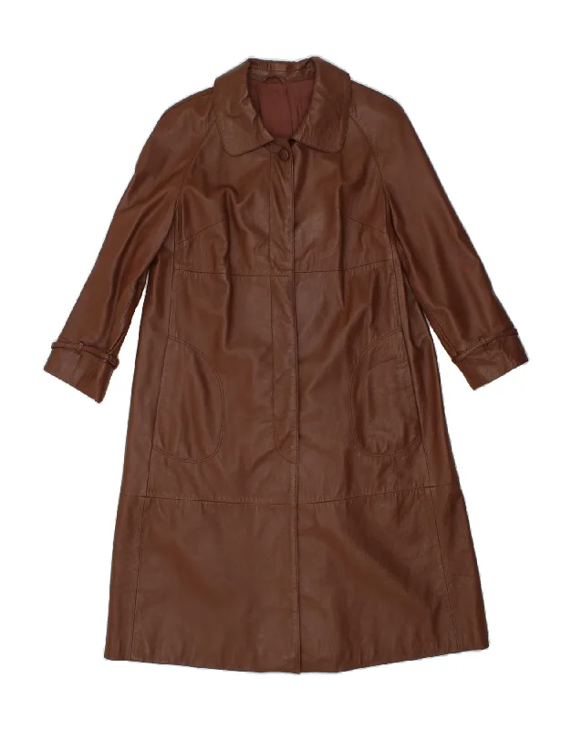 High-Fashion Women's Clothing VINTAGE Womens 3/4 Sleeve Leather Coat IT 50 XL Brown Leather High-Fashion Women's Clothing VINTAGE Womens 3/4 Sleeve Leather Coat IT 50 XL Brown Leather