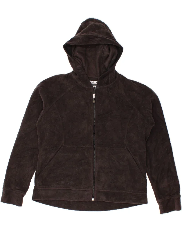 Street Style Fashion COLUMBIA Womens Hooded Fleece Jacket UK 18 XL Black Polyester
