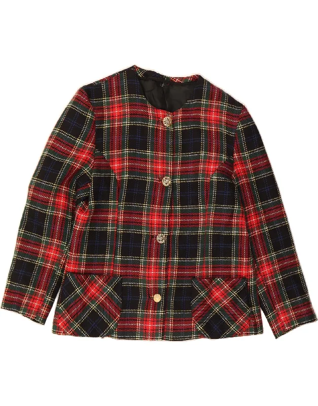 Casual Style for Busy Women VINTAGE Womens 4 Button Blazer Jacket UK 12 Medium Red Check