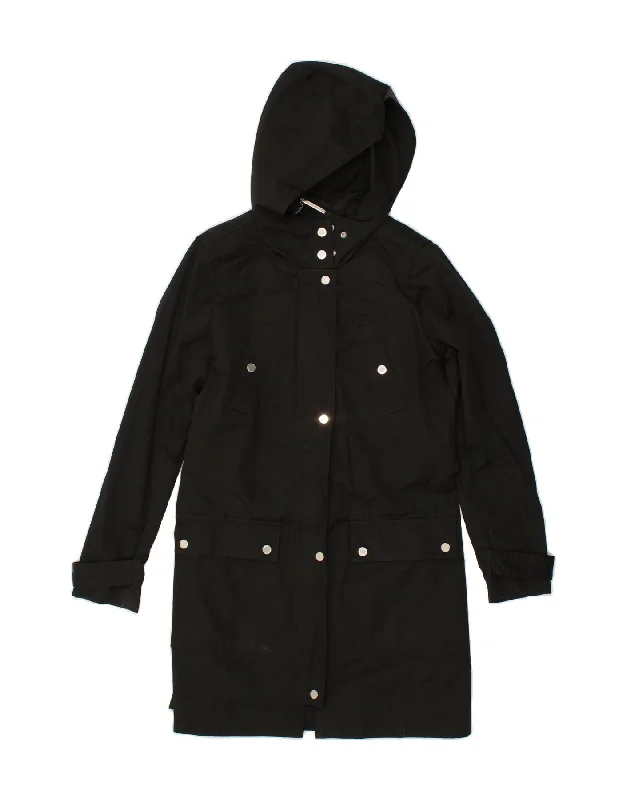 Women's High-Fashion Apparel MICHAEL KORS Womens Hooded Overcoat UK 12 Medium Black Cotton