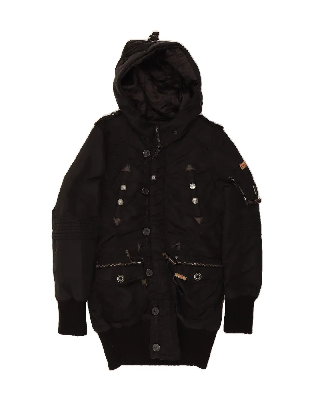 Fashionable Women's Outfit KHUJO Womens Hooded Windbreaker Coat UK 14 Large Black Nylon Fashionable Women's Outfit KHUJO Womens Hooded Windbreaker Coat UK 14 Large Black Nylon