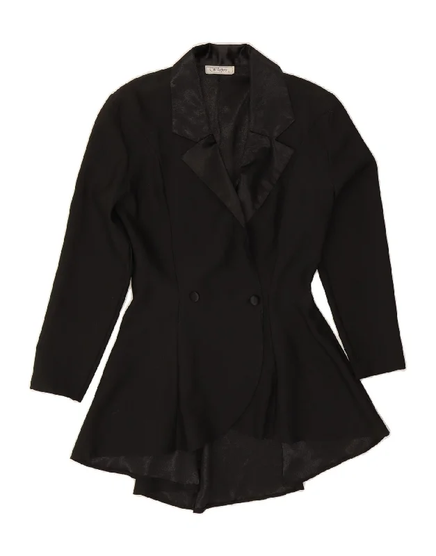 High Street Women's Fashion for Trendy Shoppers VINTAGE Womens Longline Double Breasted Blazer Jacket UK 10 Small Black High Street Women's Fashion for Trendy Shoppers VINTAGE Womens Longline Double Breasted Blazer Jacket UK 10 Small Black