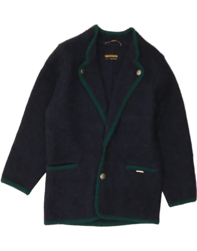 Best Online Boutiques GEIGER Womens Overcoat EU 46 XL Navy Blue Wool