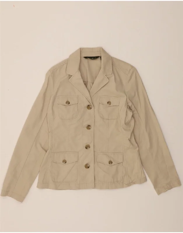 Women's Vacation Outfit EDDIE BAUER Womens 4 Button Blazer Jacket US 6 Medium Beige Cotton