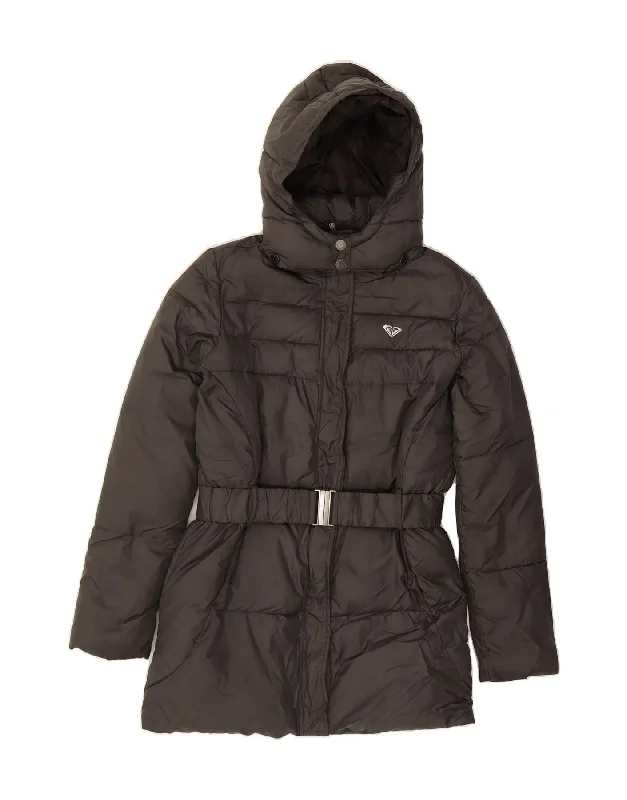 Best Online Boutiques ROXY Womens Hooded Padded Coat UK 16 Large Grey Polyester