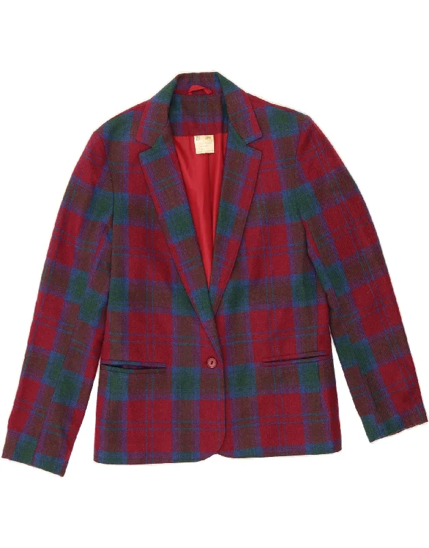 Women's Fashion-Forward Apparel VINTAGE Womens 1 Button Blazer Jacket EU 36 Small Red Check Polyester Women's Fashion-Forward Apparel VINTAGE Womens 1 Button Blazer Jacket EU 36 Small Red Check Polyester