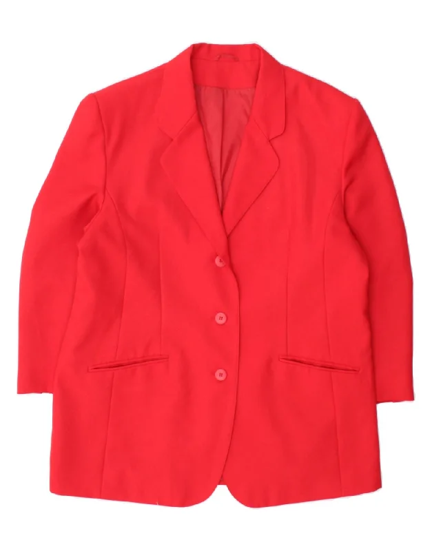 Seasonal Women's Fashion Trends CLASSIC Womens 3 Button Blazer Jacket UK 18 XL Red Polyester