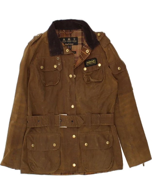 Versatile Women's Clothing for All Occasions BARBOUR Womens Waxed Cotton Jacket UK 10 Small Brown Cotton