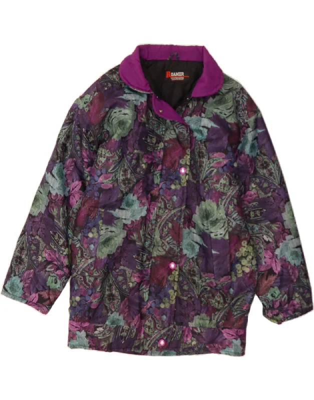 Comfortable Women's Attire VINTAGE Womens Windbreaker Coat UK 18 XL Purple Floral Nylon Comfortable Women's Attire VINTAGE Womens Windbreaker Coat UK 18 XL Purple Floral Nylon