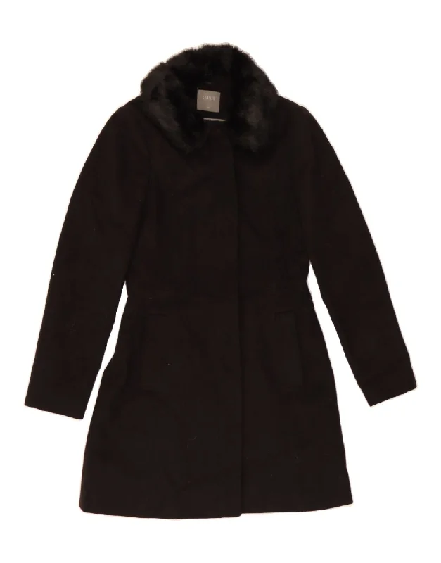 Stylish Women's Apparel OASIS Womens Overcoat UK 6 XS Black Polyester