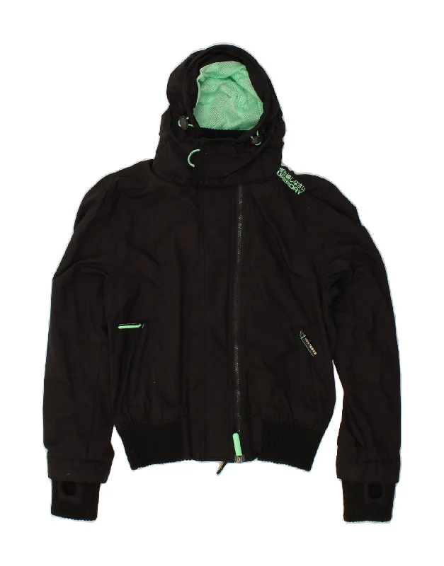 Casual Fashion SUPERDRY Womens Windbomber Hooded Windbreaker Jacket UK 14 Large Black Casual Fashion SUPERDRY Womens Windbomber Hooded Windbreaker Jacket UK 14 Large Black
