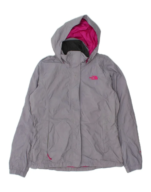Sustainable Women's Apparel THE NORTH FACE Womens Hooded Rain Jacket UK 14 Medium Grey Nylon Sustainable Women's Apparel THE NORTH FACE Womens Hooded Rain Jacket UK 14 Medium Grey Nylon