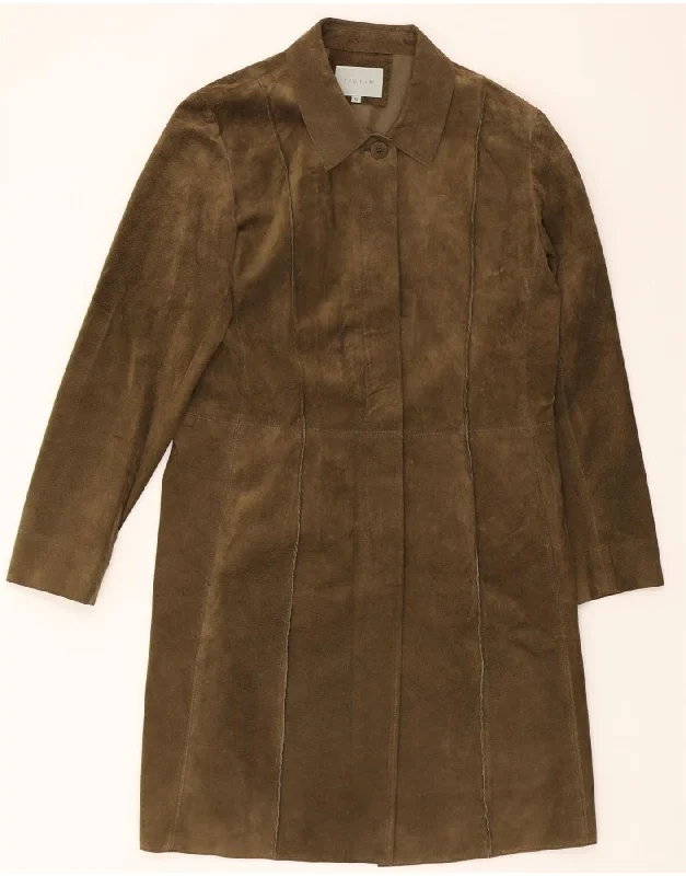 Women's Night-Out Clothes JIGSAW Womens Suede Coat UK 12 Medium Brown Leather