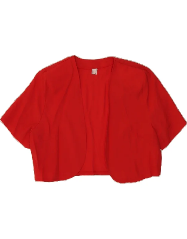 Casual Apparel For Women VINTAGE Womens Open Bolero Jacket UK 12 Medium Red Viscose