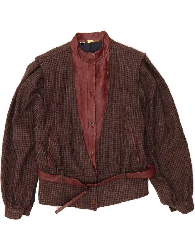 Modern Women's Attire NAZARENO GABRIELLI Womens Bomber Jacket IT 42 Medium Brown Houndstooth Modern Women's Attire NAZARENO GABRIELLI Womens Bomber Jacket IT 42 Medium Brown Houndstooth
