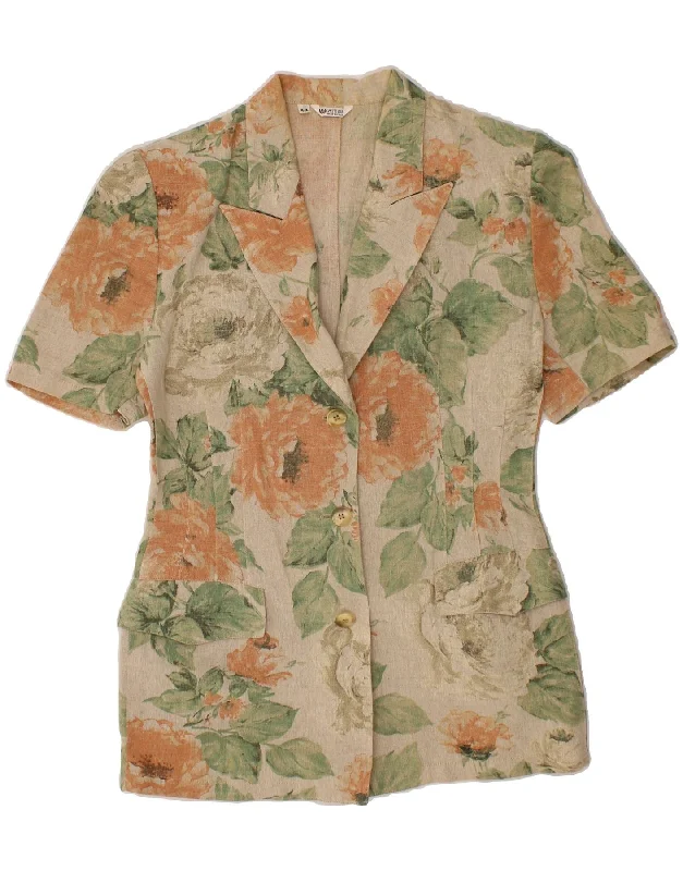 Women's Active Clothing VINTAGE Womens Short Sleeve Blazer Jacket IT 44 Medium Grey Floral Women's Active Clothing VINTAGE Womens Short Sleeve Blazer Jacket IT 44 Medium Grey Floral