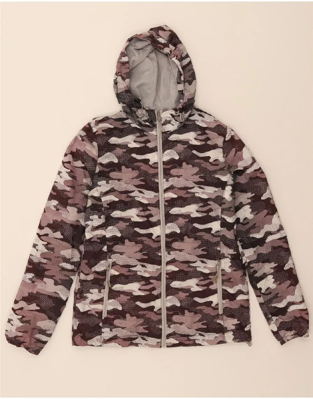 Women Clothes NEW BALANCE Womens Hooded Rain Jacket UK 10 Small Grey Camouflage