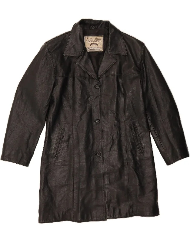 Women's Outfit For The Office VINTAGE Womens Leather Coat UK 14 Medium Black Leather Women's Outfit For The Office VINTAGE Womens Leather Coat UK 14 Medium Black Leather