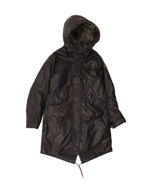 Best Online Boutiques For Women REPLAY Womens Hooded Parka Jacket UK 14 Medium Black Polyamide