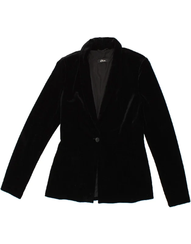 Classic Women's Apparel S.OLIVER Womens 1 Button Blazer Jacket UK 8 Small  Black Polyester