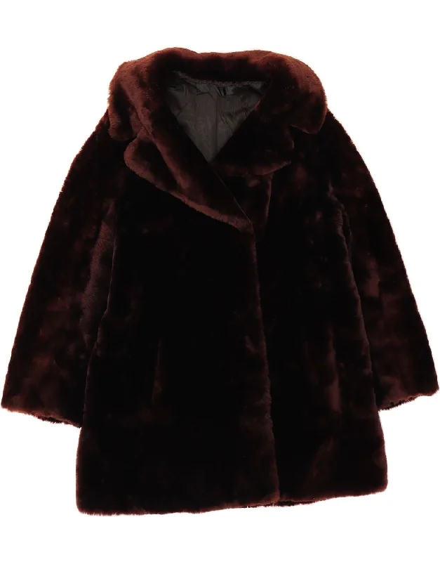 Casual Clothing for Women VINTAGE Womens Faux Fur Overcoat UK 14 Large Brown