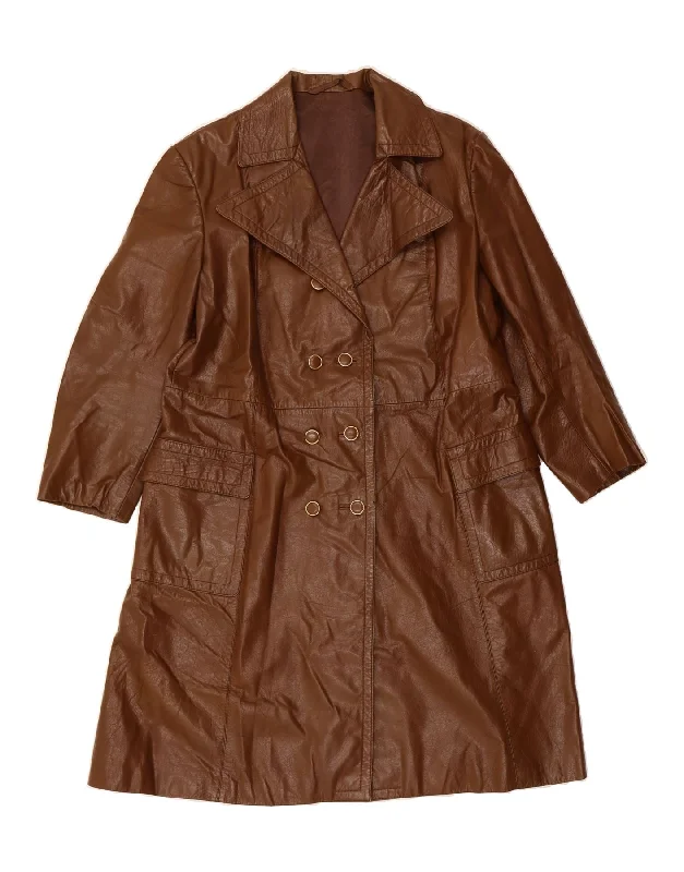 Versatile Women's Fashion CONFEZIONI Womens Leather Coat UK 14 Medium Brown