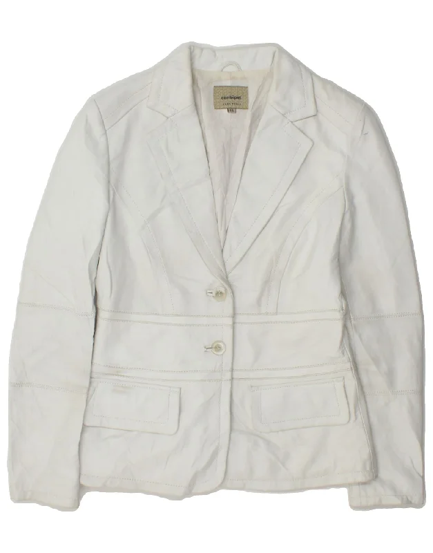 Women's Workout Clothing CONBIPEL Womens 2 Button Fleece Blazer Jacket IT 44 Medium White Leather