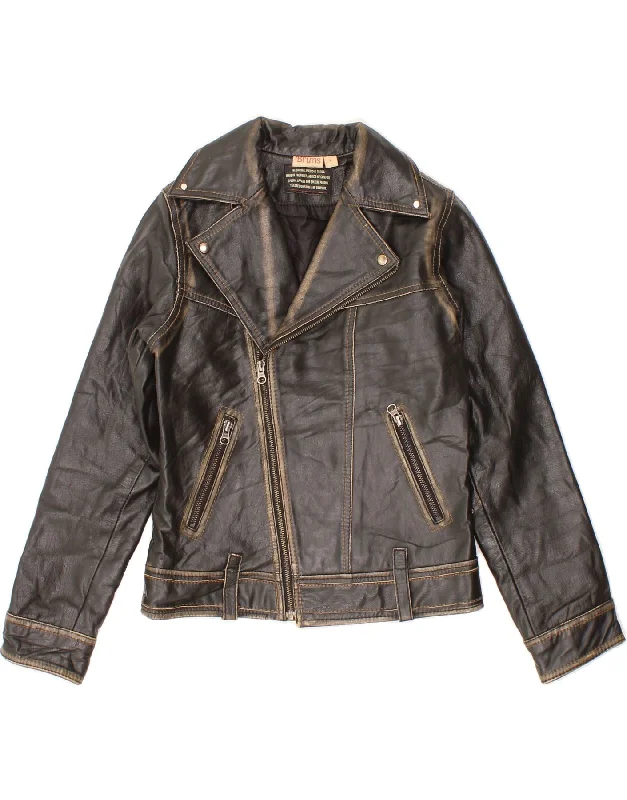 Women's Formal Wear BRUMS Womens Leather Biker Jacket UK 14 Large Black Leather