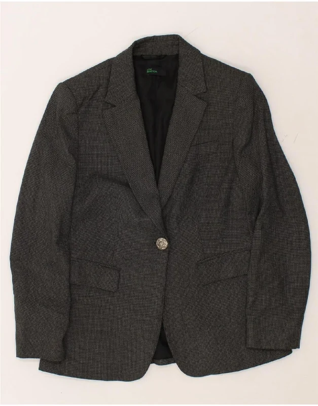 Limited Time Offer BENETTON Womens 1 Button Blazer Jacket IT 44 Medium Grey Polyester Limited Time Offer BENETTON Womens 1 Button Blazer Jacket IT 44 Medium Grey Polyester