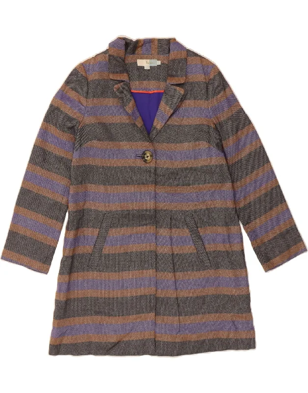 Women's Relaxed Clothes BODEN Womens Oversized Overcoat UK 10 Small Grey Striped Cotton Women's Relaxed Clothes BODEN Womens Oversized Overcoat UK 10 Small Grey Striped Cotton