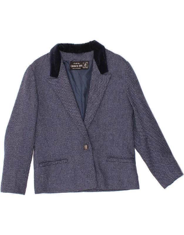 Women's Activewear Outfit CERRUTI Womens 1 Button Blazer Jacket UK 12 Medium Blue