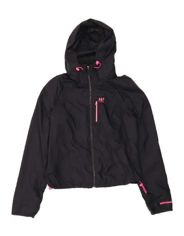 Chic Women's Clothing for Date Nights ABERCROMBIE & FITCH Womens Hooded Rain Jacket UK 10 Small Navy Blue Nylon Chic Women's Clothing for Date Nights ABERCROMBIE & FITCH Womens Hooded Rain Jacket UK 10 Small Navy Blue Nylon