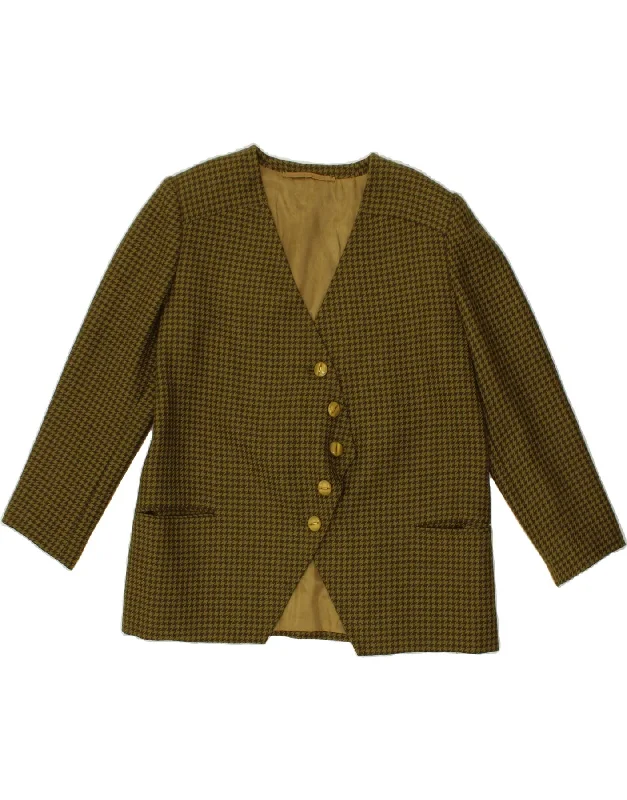 Seasonal Sale VINTAGE Womens 5 Button Blazer Jacket UK 18 XL Khaki Houndstooth