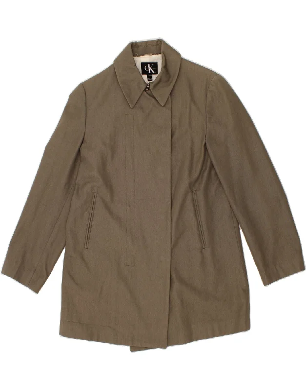 Clothes For Woman CALVIN KLEIN Womens Overcoat US 4 Small Grey Cotton