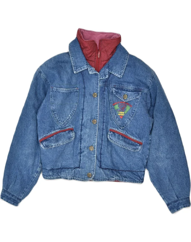 Flash Sale Online VINTAGE Womens Graphic Denim Jacket UK 14 Medium Blue Cotton