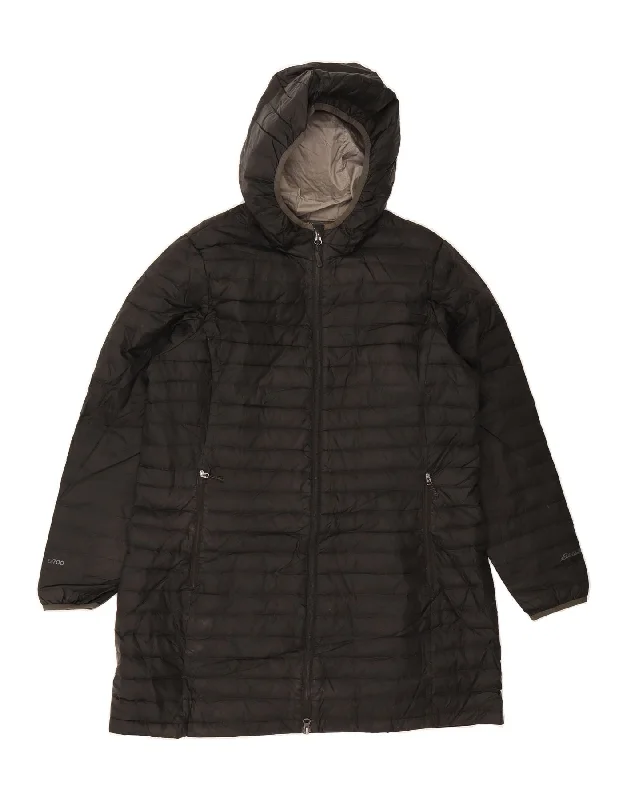 Classic Women's Clothing Styles EDDIE BAUER Womens Hooded Padded Coat UK 18 XL Black Polyester