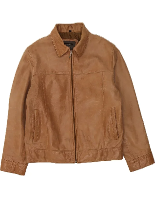 Women's High-Fashion Outfit AVIATRIX Womens Leather Jacket UK 18 XL Brown Leather