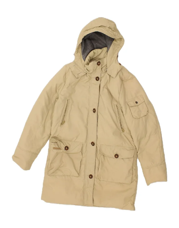 Online Boutiques Best DIADORA Womens Hooded Padded Coat UK 10 Small Beige Nylon